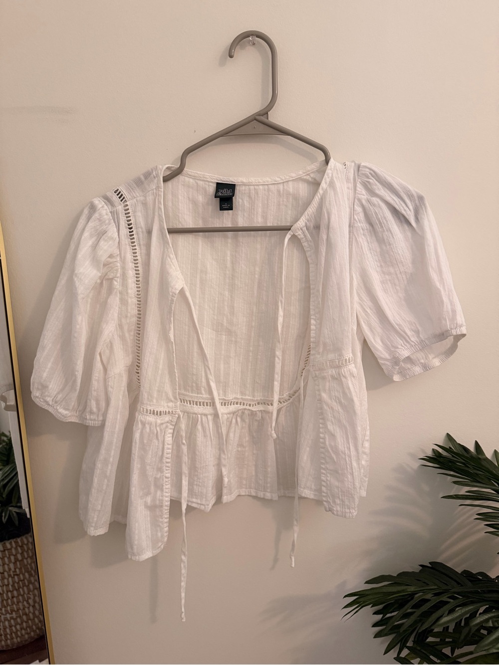 wild fable White Tie-Front Peasant Blouse